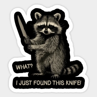 Funny Racoon Holding Knife Sticker